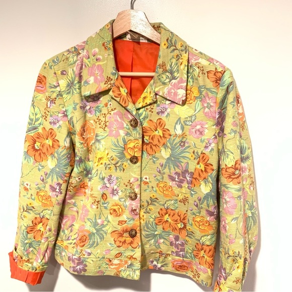 Coldwater Creek Woman’s Floral Blazer Jacket Petite Size Medium - Picture 3 of 14